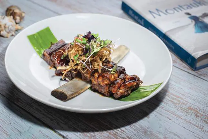A Montauk dish served on a banana leaf